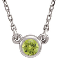 Sterling Silver 3 mm Round Peridot Bezel-Set Solitaire 16" Necklace 1