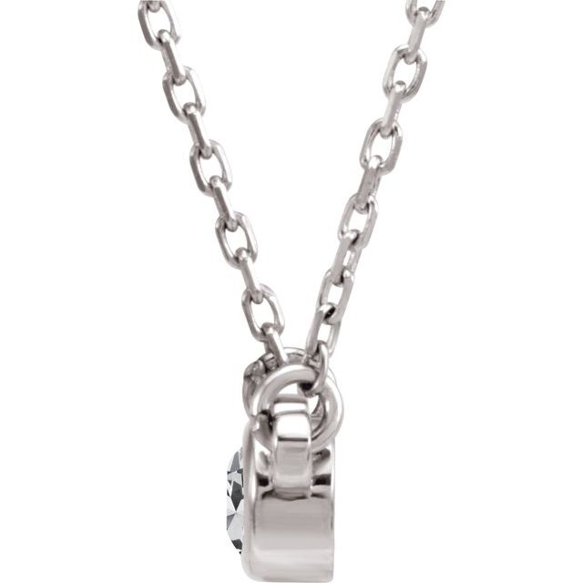 Sterling Silver 4 mm Round Imitation Diamond Bezel-Set Solitaire 16" Necklace 2