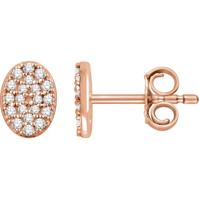 14K Rose 1/6 CTW Diamond Oval Cluster Earrings 1