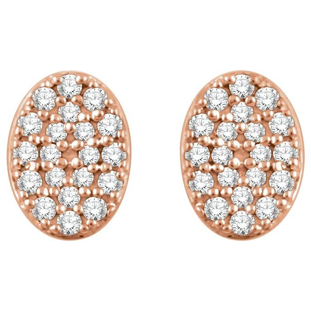 14K Rose 1/6 CTW Diamond Oval Cluster Earrings 2