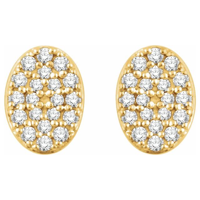 14K Yellow 1/6 CTW Diamond Oval Cluster Earrings 2