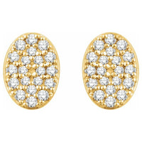14K Yellow 1/6 CTW Diamond Oval Cluster Earrings 2