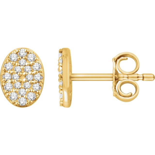 14K Yellow 1/6 CTW Diamond Oval Cluster Earrings 1