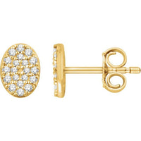 14K Yellow 1/6 CTW Diamond Oval Cluster Earrings 1
