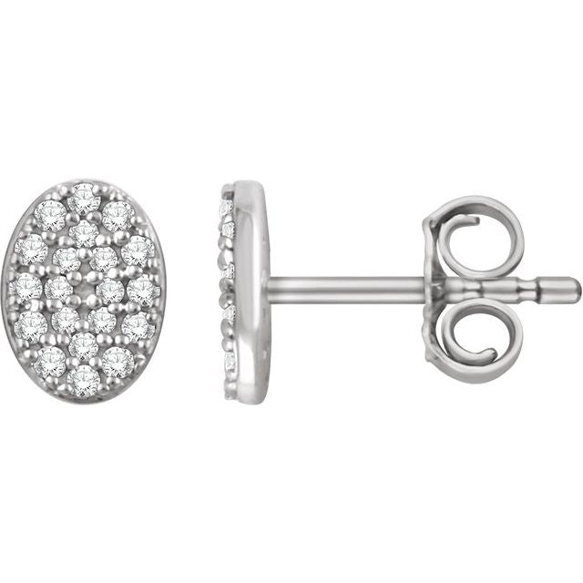 14K White 1/6 CTW Diamond Oval Cluster Earrings 1