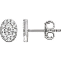 14K White 1/6 CTW Diamond Oval Cluster Earrings 1
