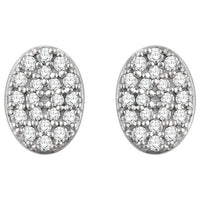 14K White 1/6 CTW Diamond Oval Cluster Earrings 2