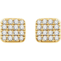 14K Yellow 1/5 CTW Diamond Square Cluster Earrings 2