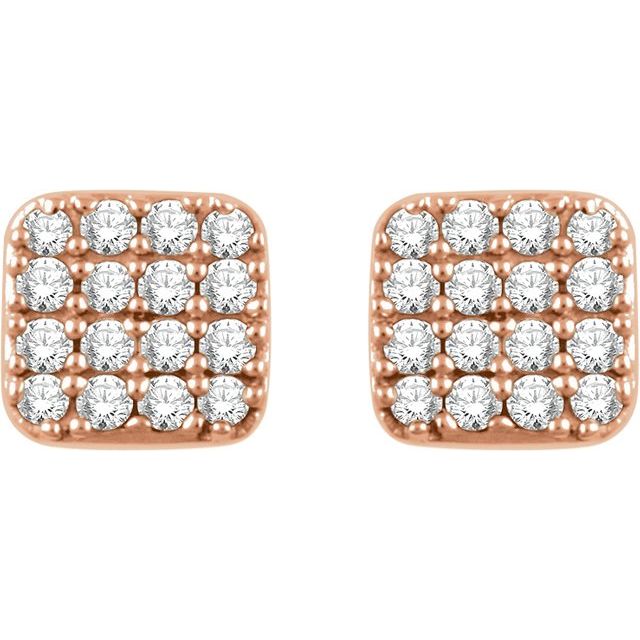14K Rose 1/5 CTW Diamond Square Cluster Earrings 2