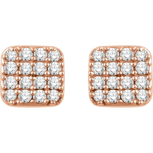 14K Rose 1/5 CTW Diamond Square Cluster Earrings 2
