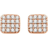 14K Rose 1/5 CTW Diamond Square Cluster Earrings 2