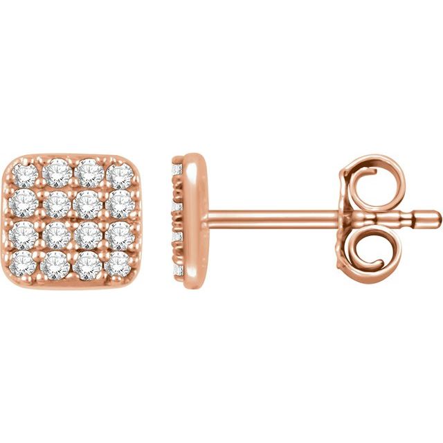 14K Rose 1/5 CTW Diamond Square Cluster Earrings 1