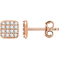 14K Rose 1/5 CTW Diamond Square Cluster Earrings 1