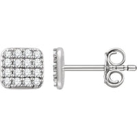14K White 1/5 CTW Diamond Square Cluster Earrings 1