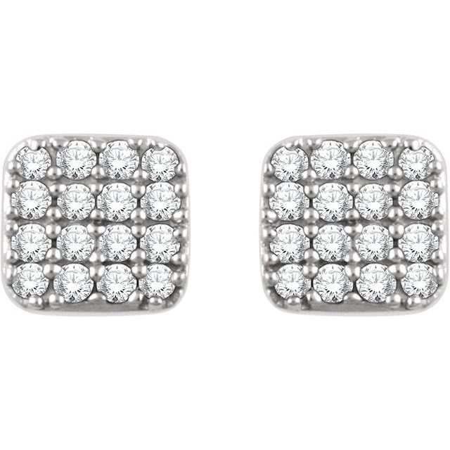14K White 1/5 CTW Diamond Square Cluster Earrings 2