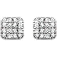 14K White 1/5 CTW Diamond Square Cluster Earrings 2