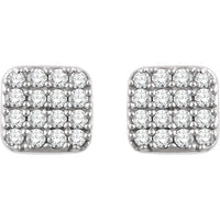 14K White 1/5 CTW Diamond Square Cluster Earrings 2
