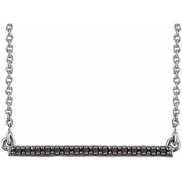 14K White 1/6 CTW Black Diamond Bar 18" Necklace 1