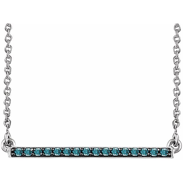 14K White 1/6 CTW Blue Diamond Bar 18" Necklace 1