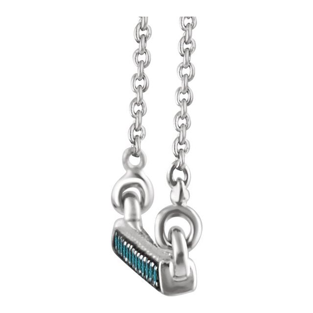14K White 1/6 CTW Blue Diamond Bar 18" Necklace 2