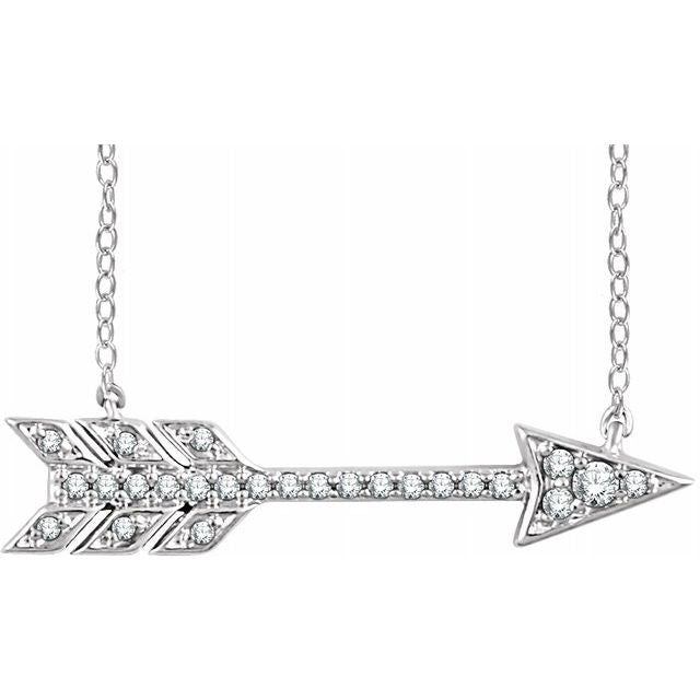 14K White 1/10 CTW Diamond Arrow 18" Necklace 1