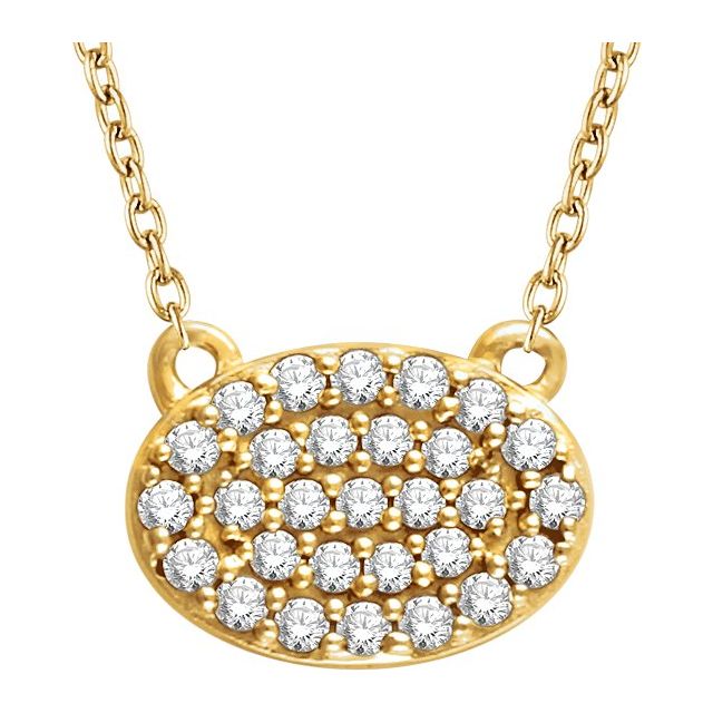 14K Yellow 1/5 CTW Diamond Oval Cluster 16-18" Necklace 1