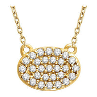 14K Yellow 1/5 CTW Diamond Oval Cluster 16-18" Necklace 1