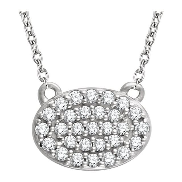 14K White 1/5 CTW Diamond Oval Cluster 16-18" Necklace 1