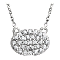 14K White 1/5 CTW Diamond Oval Cluster 16-18" Necklace 1
