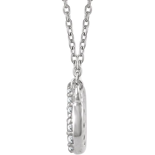 14K White 1/5 CTW Diamond Oval Cluster 16-18" Necklace 2