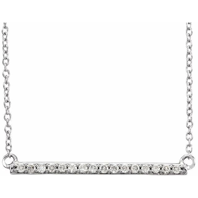 14K White 1/6 CTW Diamond Bar 18" Necklace 1