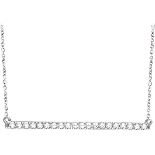 14K White 1/2 CTW Diamond Bar 16-18" Necklace 1