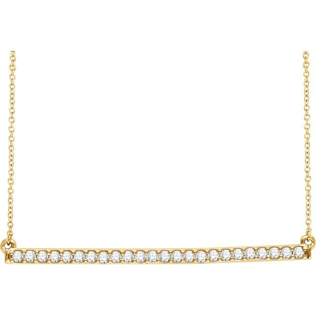 14K Yellow 1/3 CTW Diamond Bar 16-18" Necklace 1