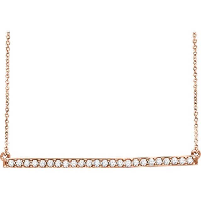 14K Rose 1/3 CTW Diamond Bar 16-18" Necklace 1