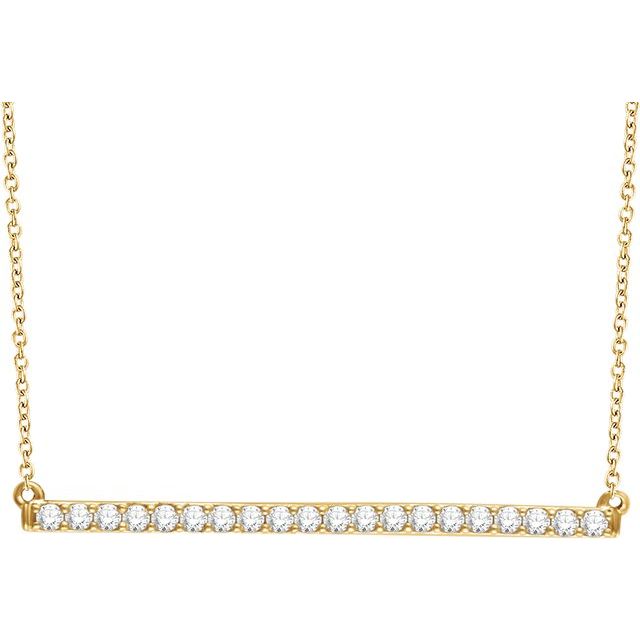 14K Yellow 1/2 CTW Diamond Bar 16-18" Necklace 1