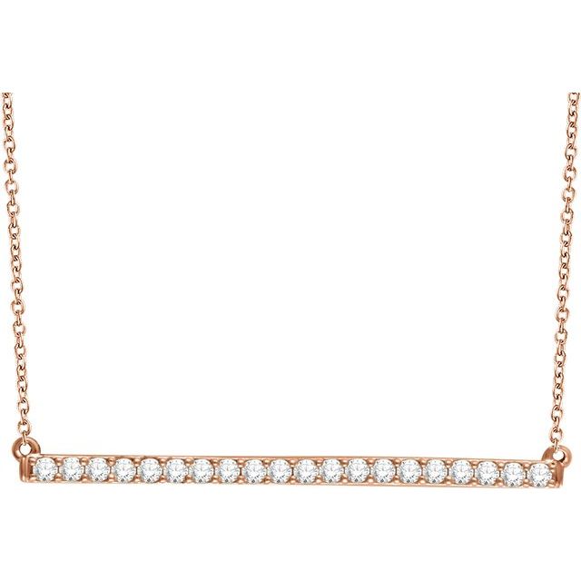 14K Rose 1/2 CTW Diamond Bar 16-18" Necklace 1