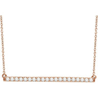 14K Rose 1/2 CTW Diamond Bar 16-18" Necklace 1