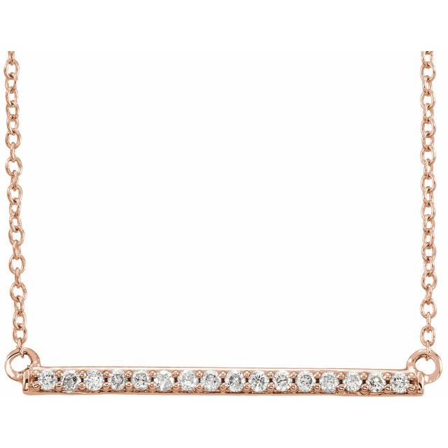 14K Rose 1/6 CTW Diamond Bar 18" Necklace 1
