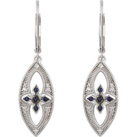 Sterling Silver Blue Sapphire & 1/6 CTW Diamond Lever Back Earrings 2