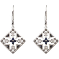 Sterling Silver Blue Sapphire & .04 CTW Diamond Lever Back Earrings 2