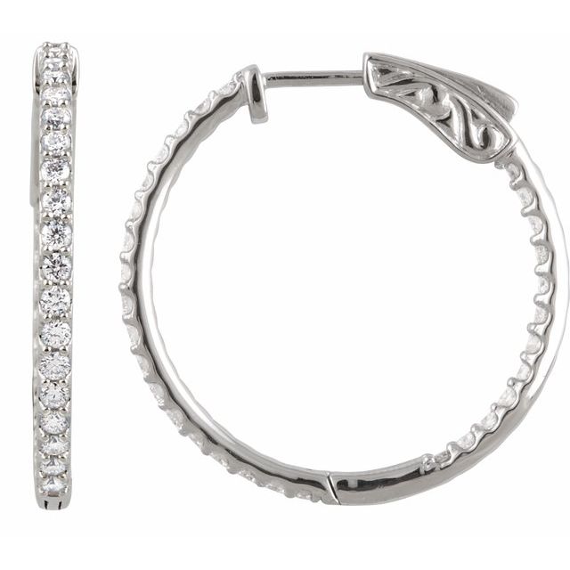 Platinum 1 CTW Diamond Inside-Outside 26.5 mm Hoop Earrings 1