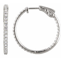 Platinum 1 CTW Diamond Inside-Outside 26.5 mm Hoop Earrings 1