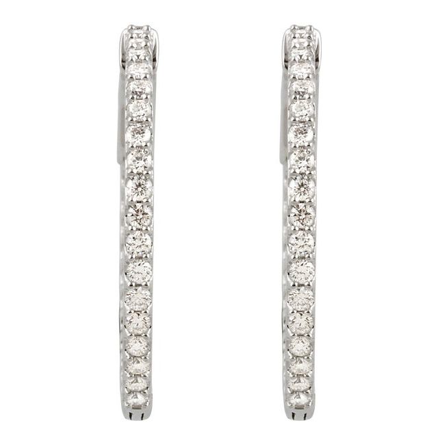 Platinum 1 CTW Diamond Inside-Outside 26.5 mm Hoop Earrings 2