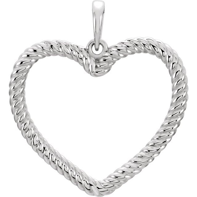 14K White Rope Heart Pendant 1