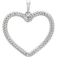 14K White Rope Heart Pendant 1