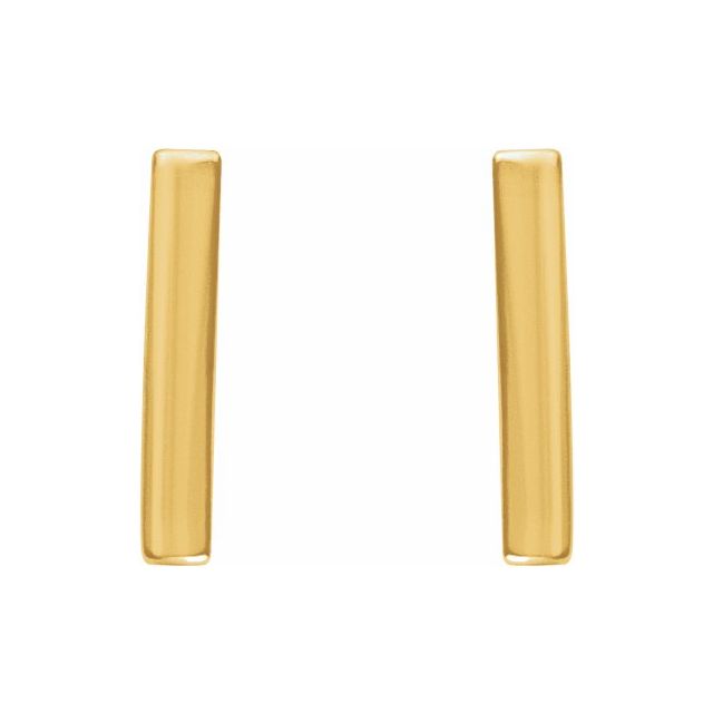 14K Yellow Vertical Bar Earrings 2