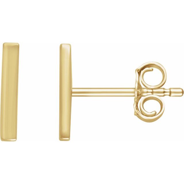 14K Yellow Vertical Bar Earrings 1