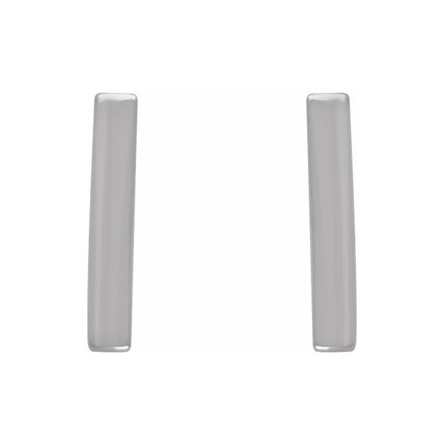 14K White Vertical Bar Earrings 2