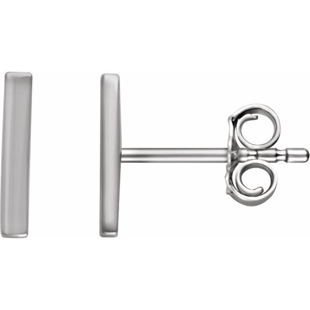 14K White Vertical Bar Earrings 1