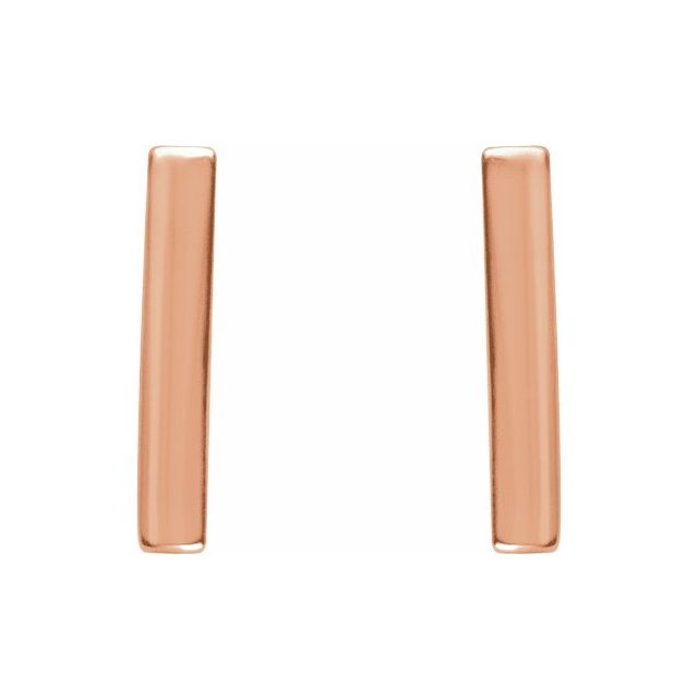 14K Rose Vertical Bar Earrings 2